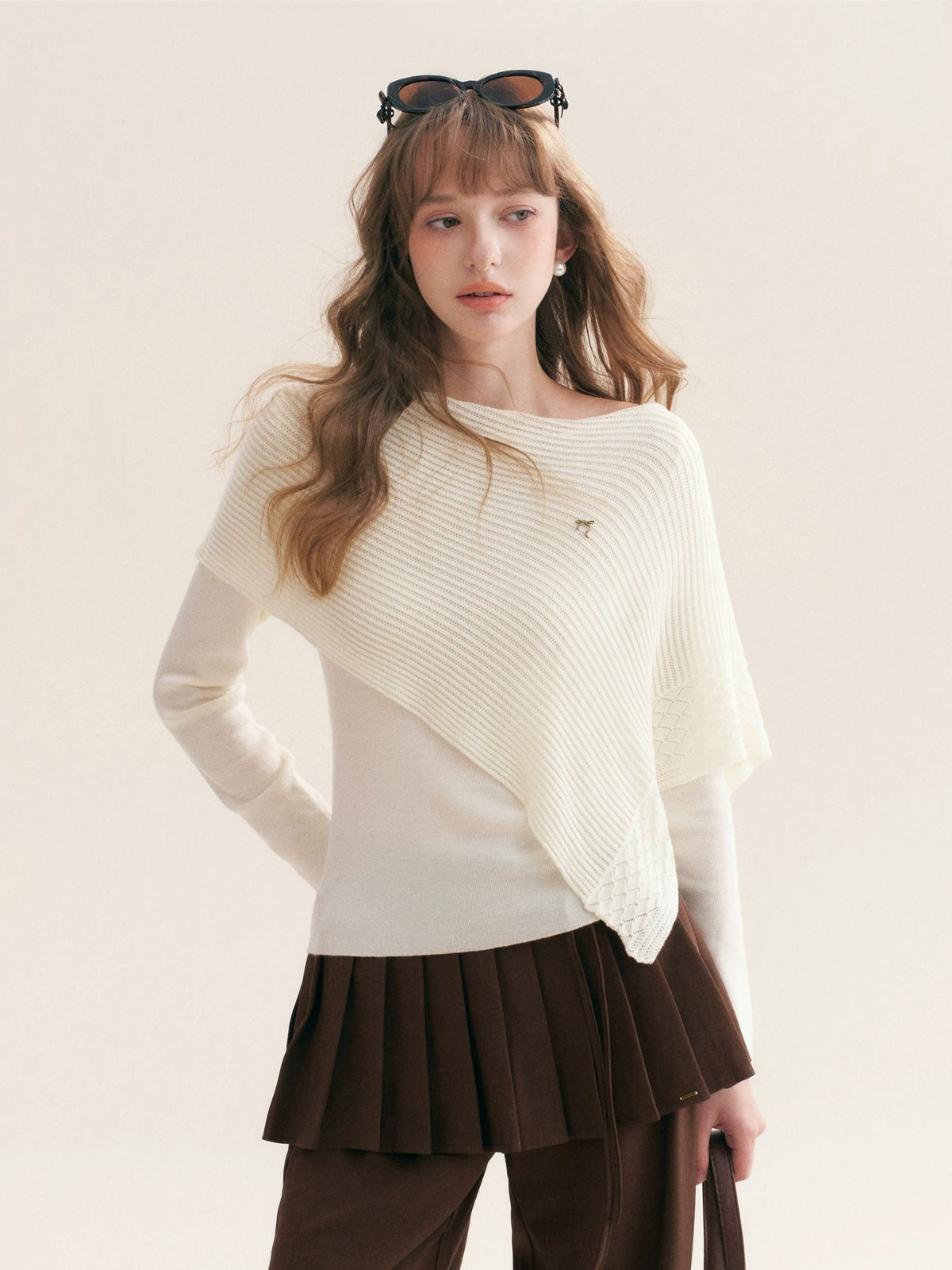 Asymmetric Cape Knit Top