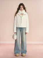 Hooded Ribbed Down Jacket