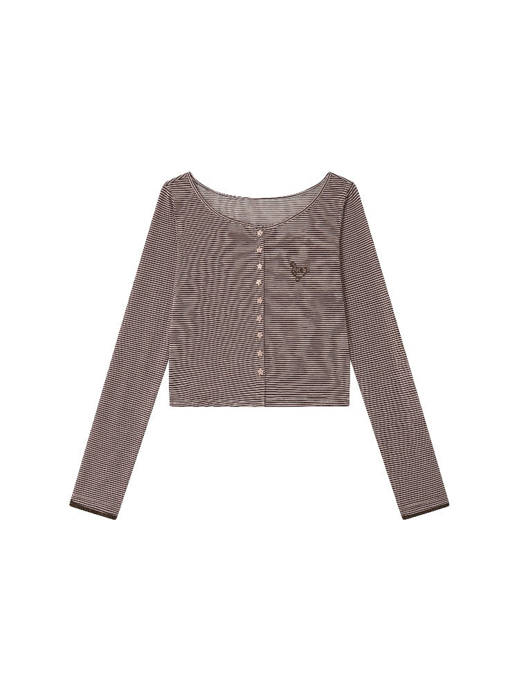 Lyocell Stripe Cardigan &amp; Lace-Trim Cami Set