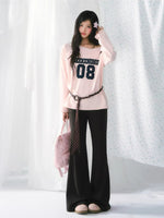 Contrast Letter One-Shoulder Tee
