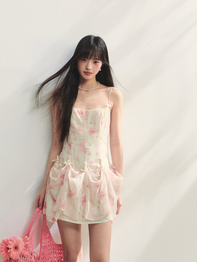 Three-Way Floral Spaghetti-Strap Dress