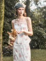 Cosagach Pearl Satin Embroidered Camisole & Skirt Set