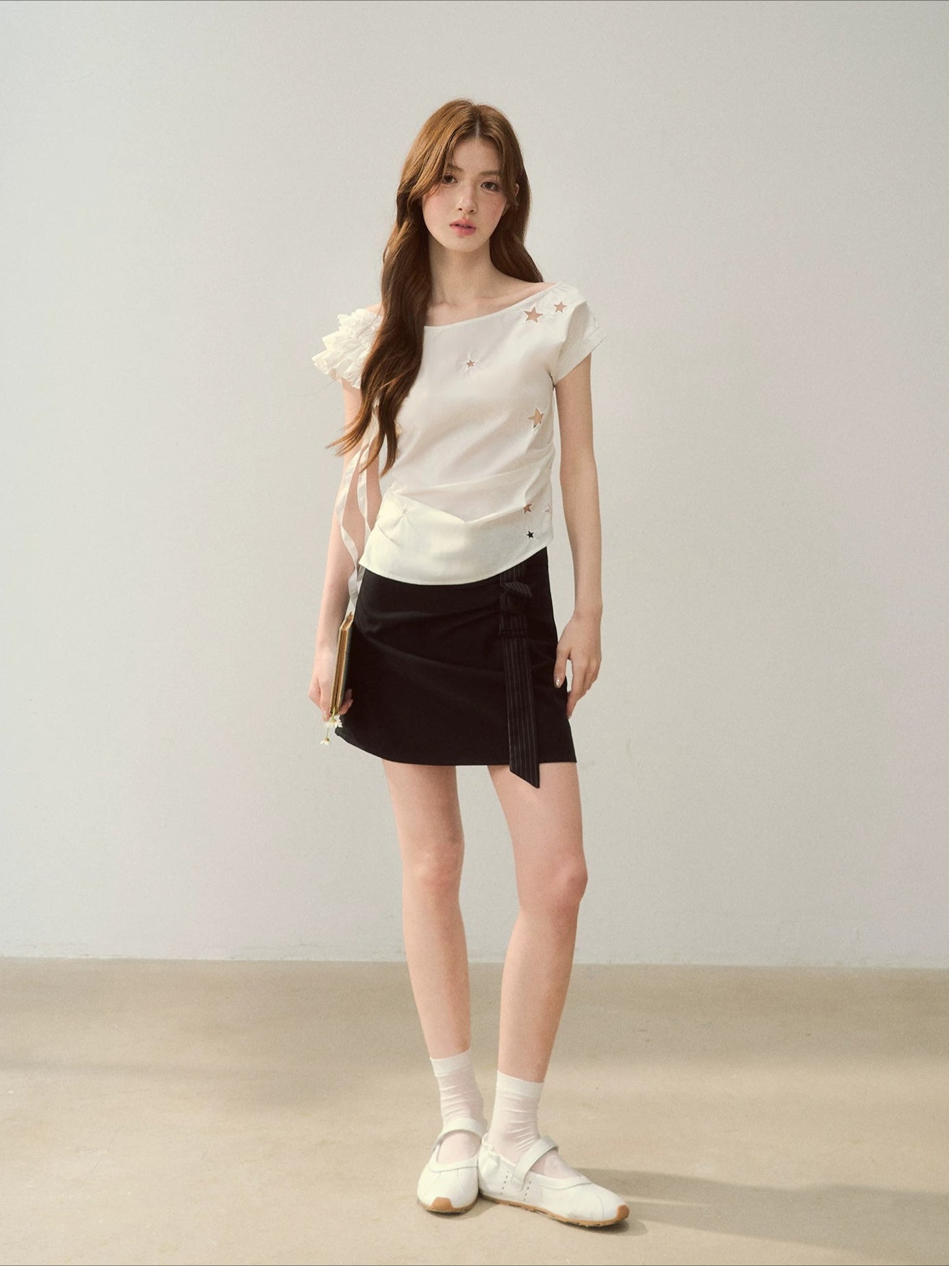 Star Embroidered Shoulder Top