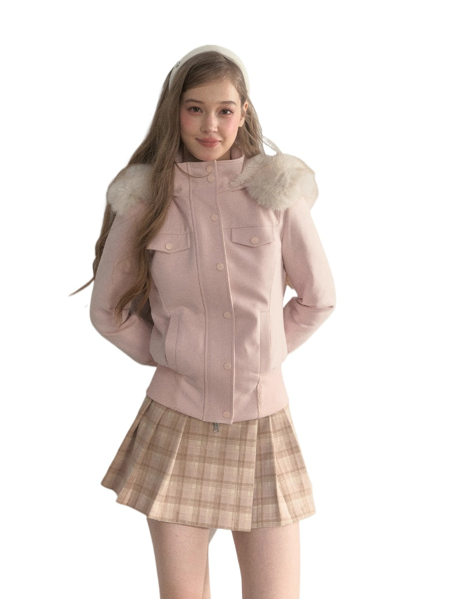 “Oxford Autumn” Wool-Collar Padded Jacket