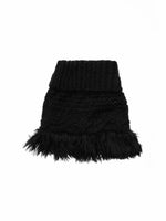 Cable Knit Fringed High-Neck Wool Blend Poncho