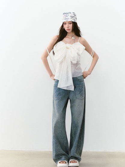 Large Bow Pleated Lightweight Cami Vest