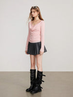 Layered Cowl Neck Knit Sweater