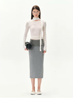 Asymmetric Ribbon Cutout Knit Top