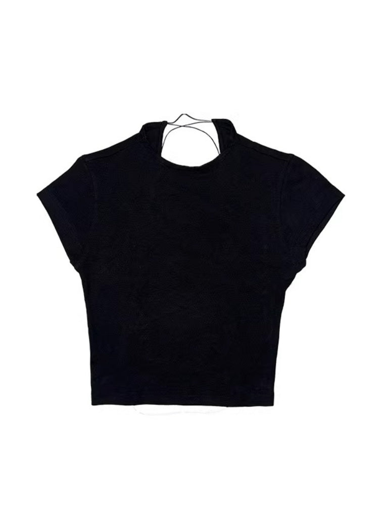 Deleteex Backless Tie Crop Tee