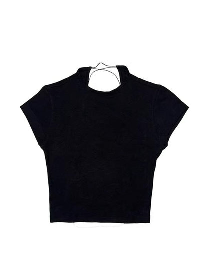 Deleteex Backless Tie Crop Tee