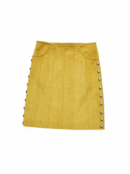 Suede Studded A-Line Skirt