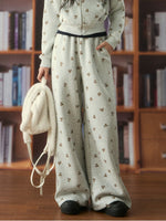 Bear Print Wide Leg Pants