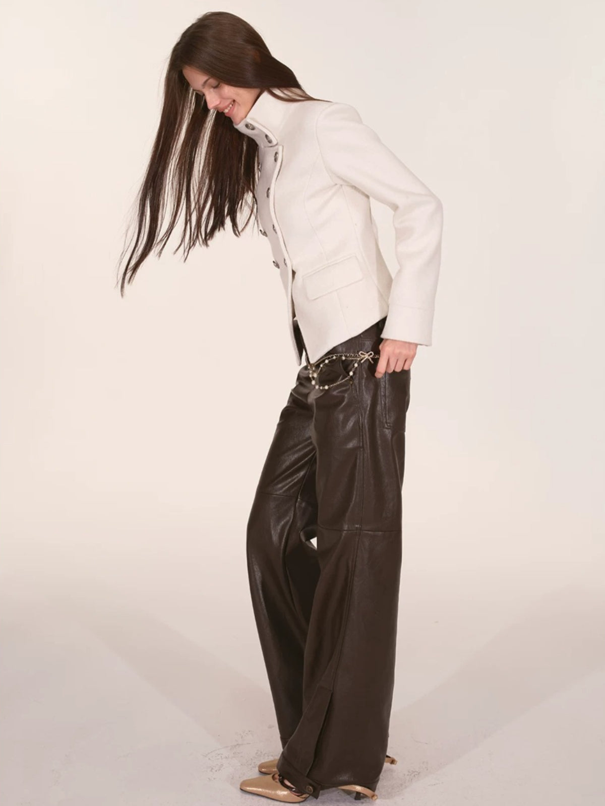 Ivory Stand Collar Military Jacket