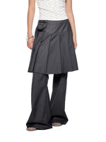 Pleated Skirt Overlay Flare Pants