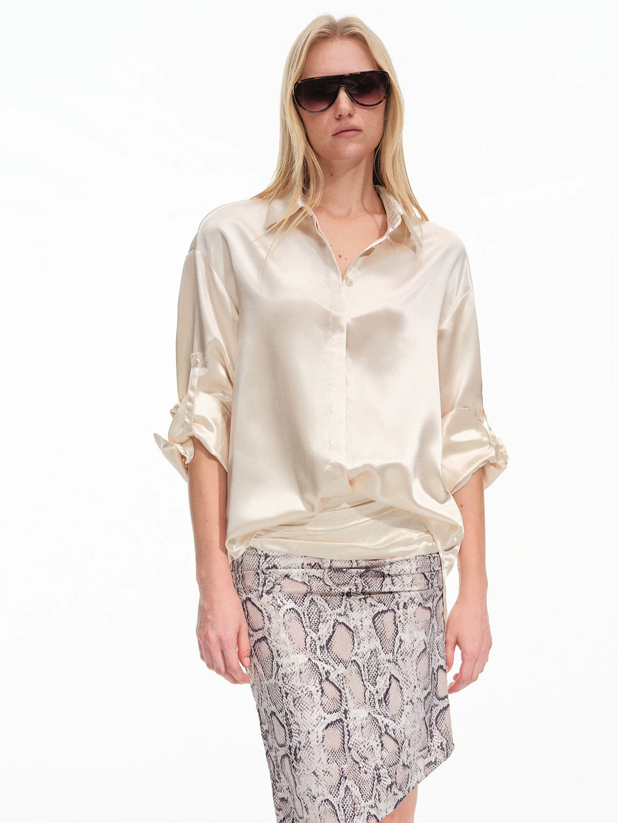 Snake Print Asymmetric Pencil Skirt