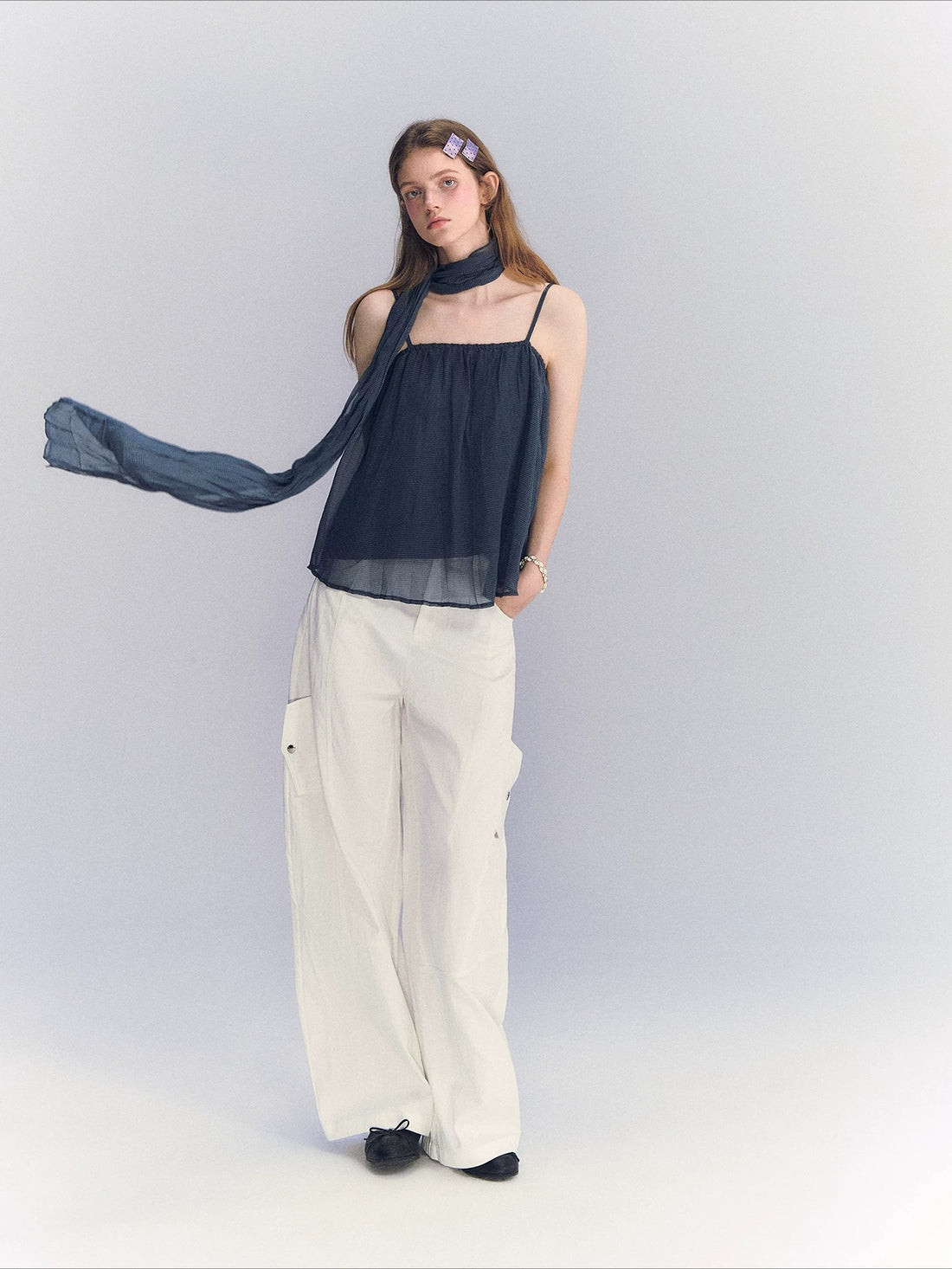 Plaid Chiffon Camisole Top