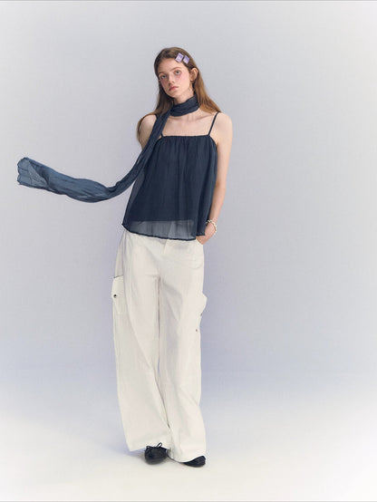 Plaid Chiffon Camisole Top