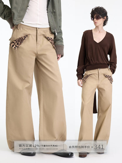 Khaki Leopard Pocket Pants