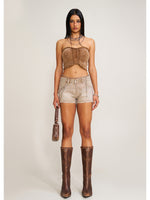 Rage Wild Denim Short Camisole Wild Brown