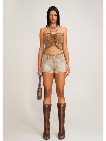 Rage Wild Denim Short Camisole Wild Brown