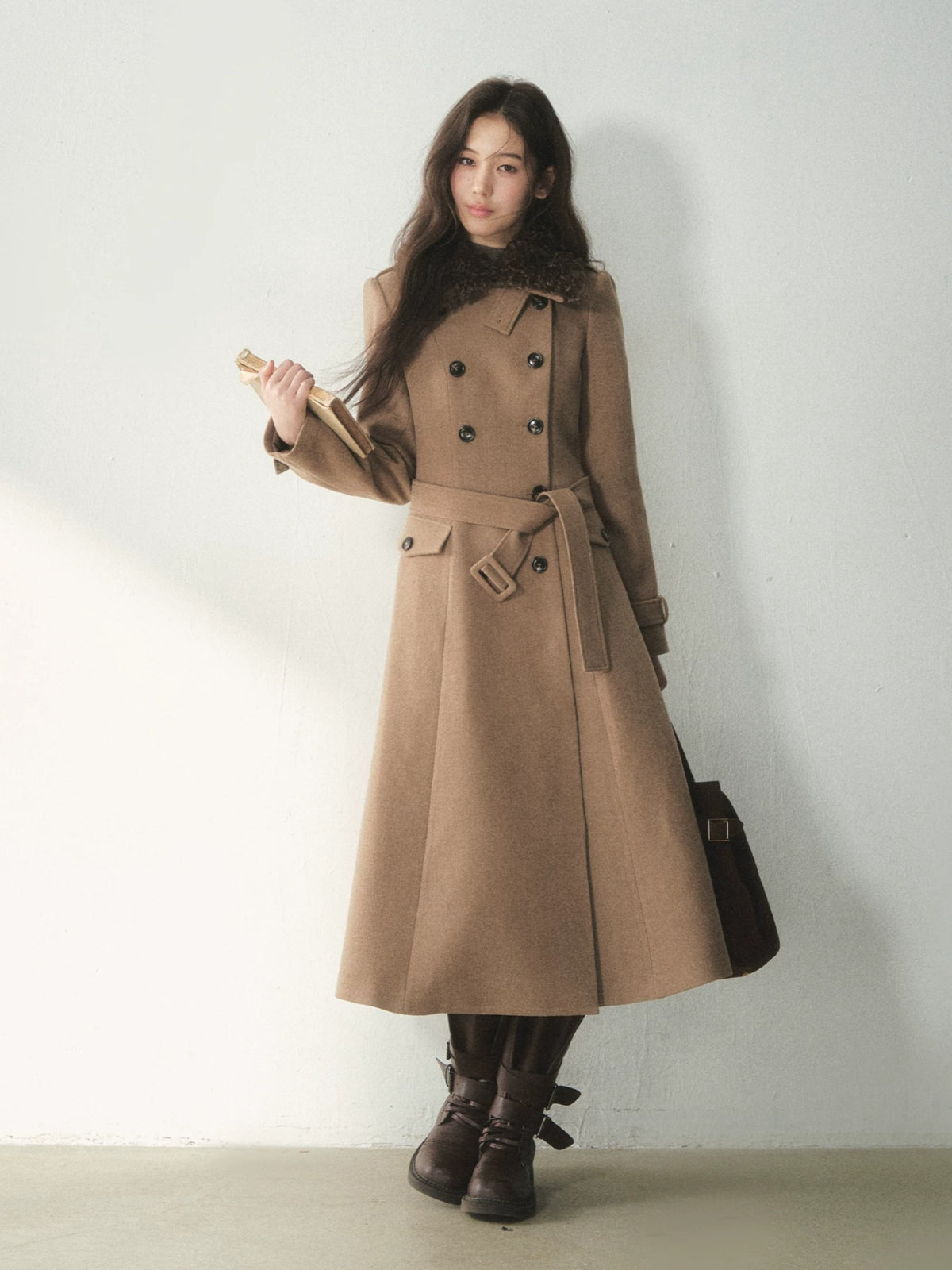 Vintage Double-Breasted Wool Trench Coat