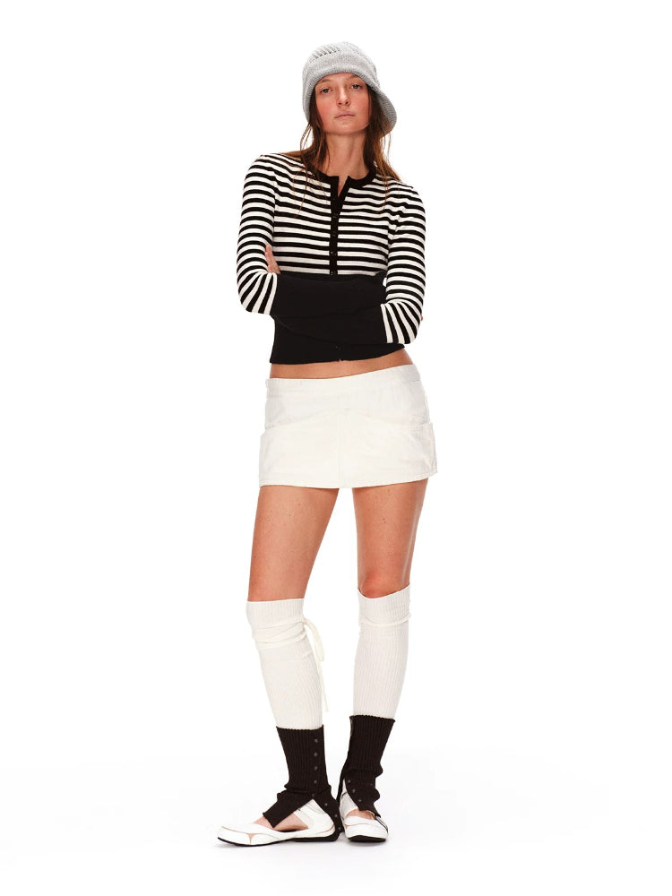 Stripe Wool Knit Cardigan