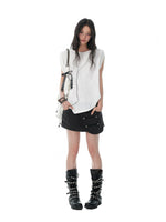 Textured Cotton Sleeveless T-Shirt