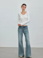 Double Button Flare Jeans