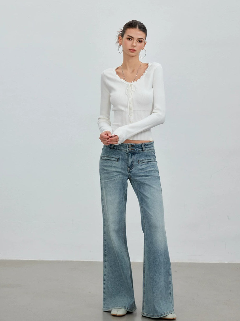 Double Button Flare Jeans