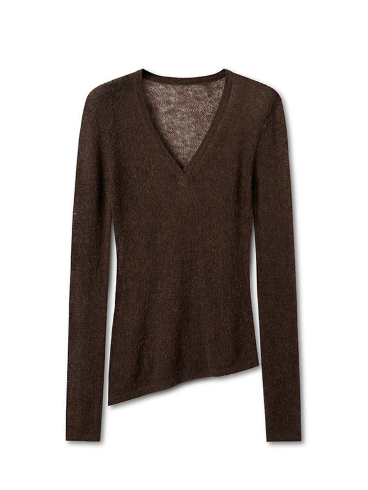 Alpaca Irregular Thin Long-sleeve Top