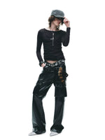 Layered Metal Tag Slim Fit T-Shirt
