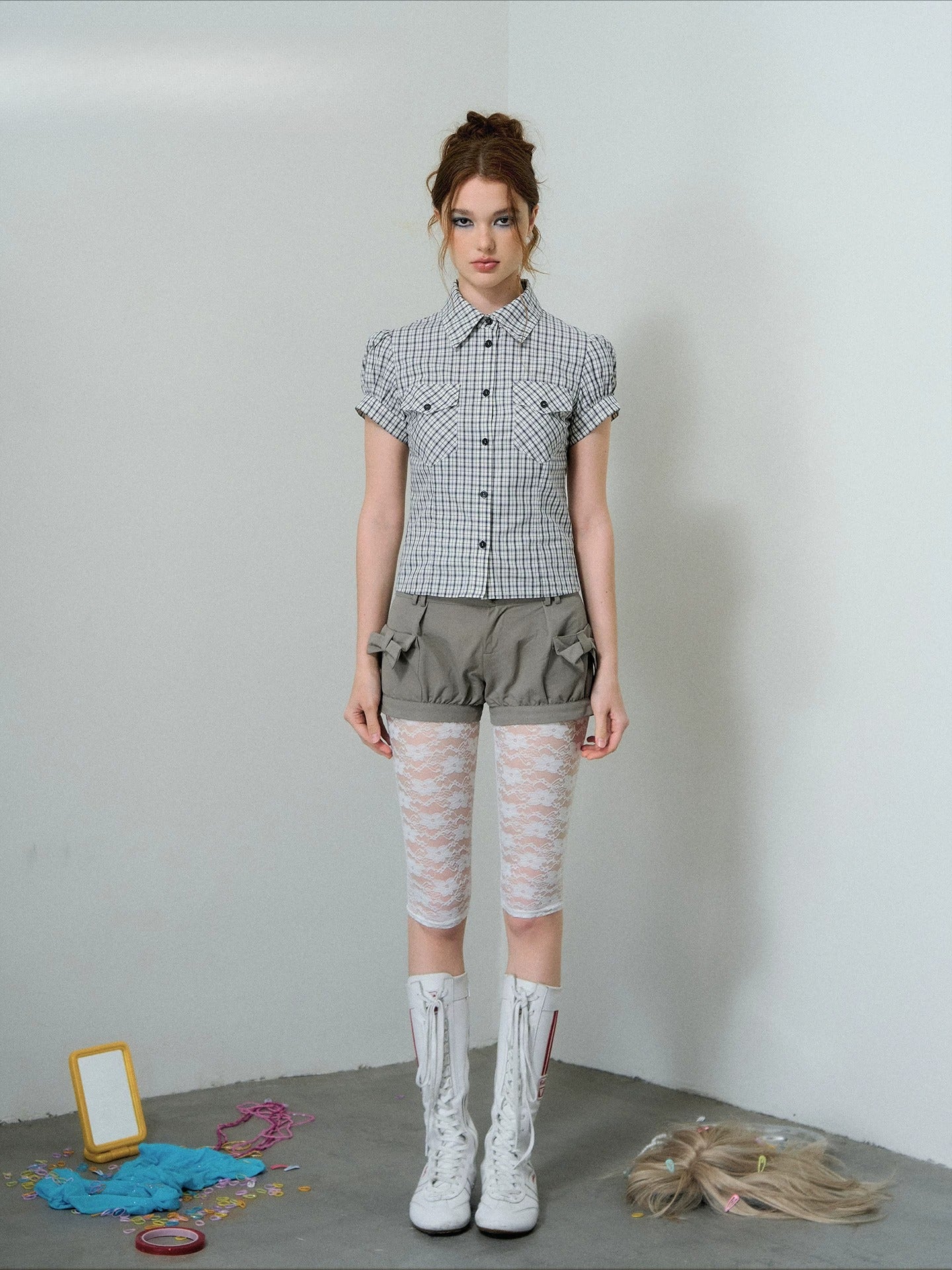 Gray Bow Cargo Shorts