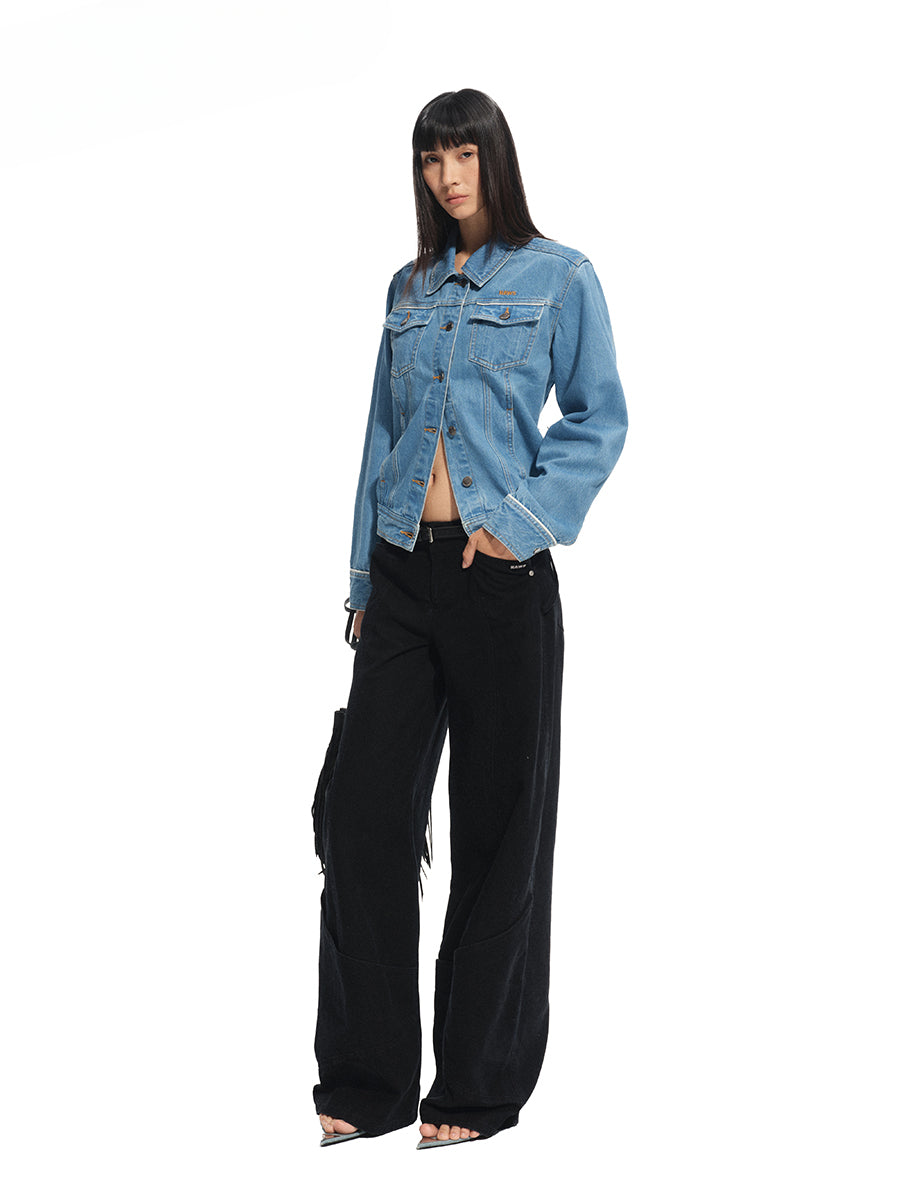 Modern Denim Regular-shoulder Structured Short Coat