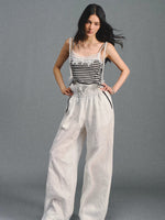 Black Striped Lace Camisole Top