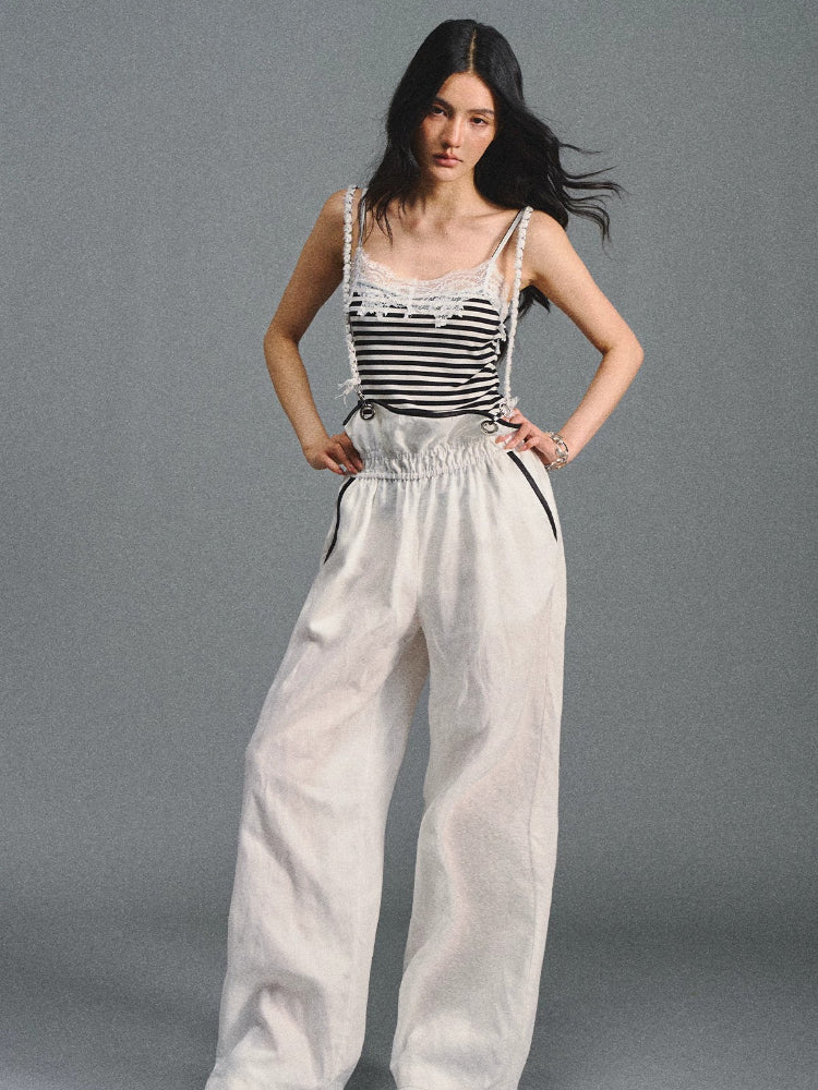 Black Striped Lace Camisole Top