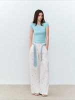 Printed Wide-Leg Pants