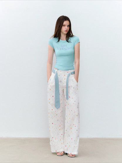 Printed Wide-Leg Pants