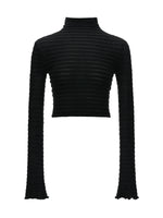 Mock Neck Cropped Long Sleeve Top