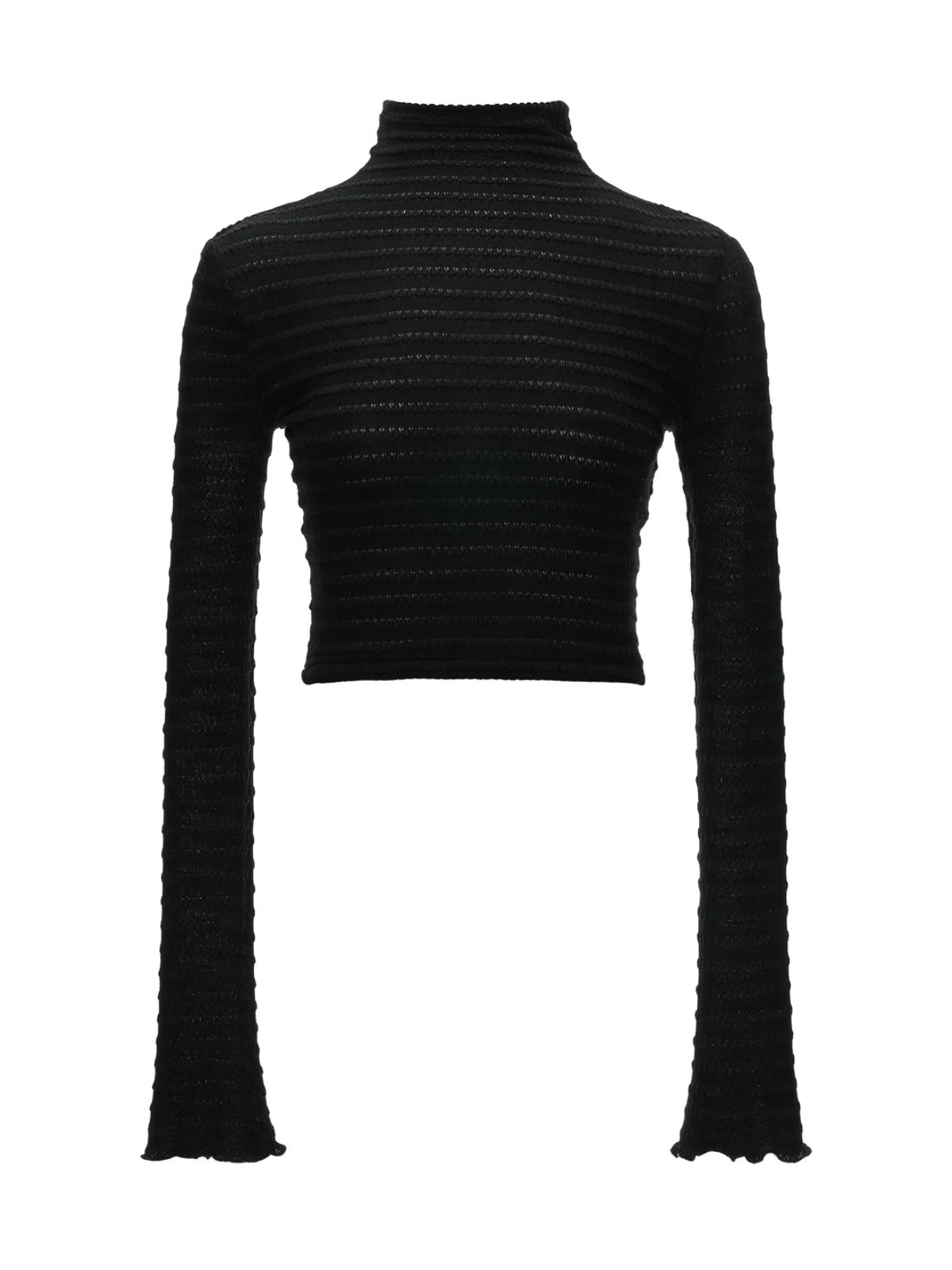 Mock Neck Cropped Long Sleeve Top