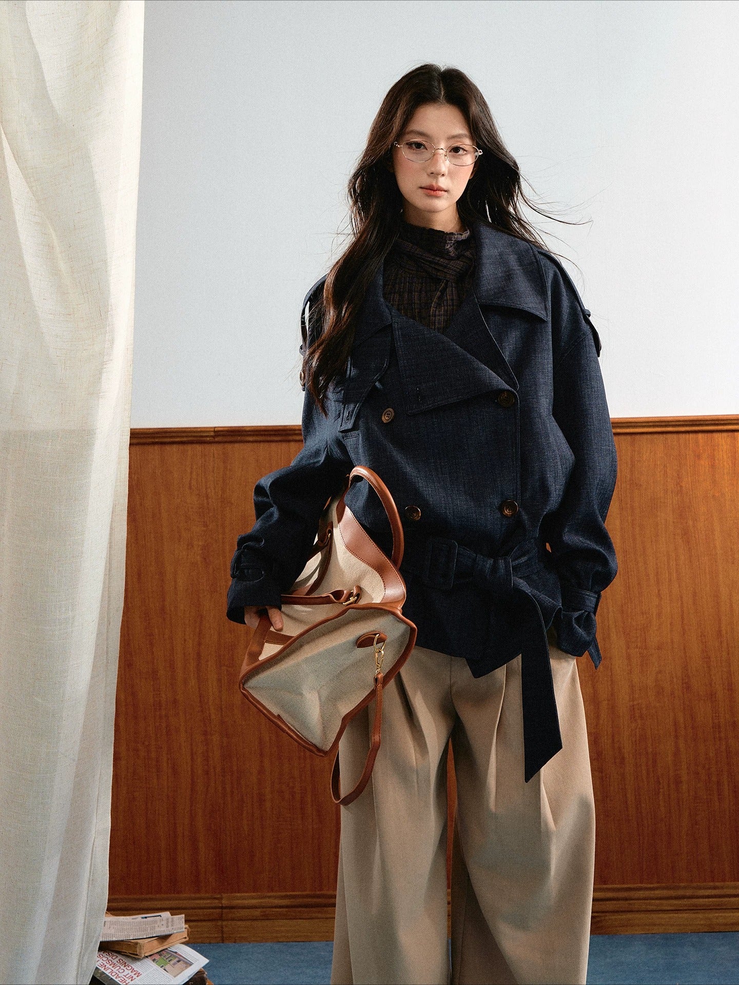 Belted Denim Trench Jacket