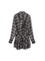 Vintage Plaid Chiffon Dress