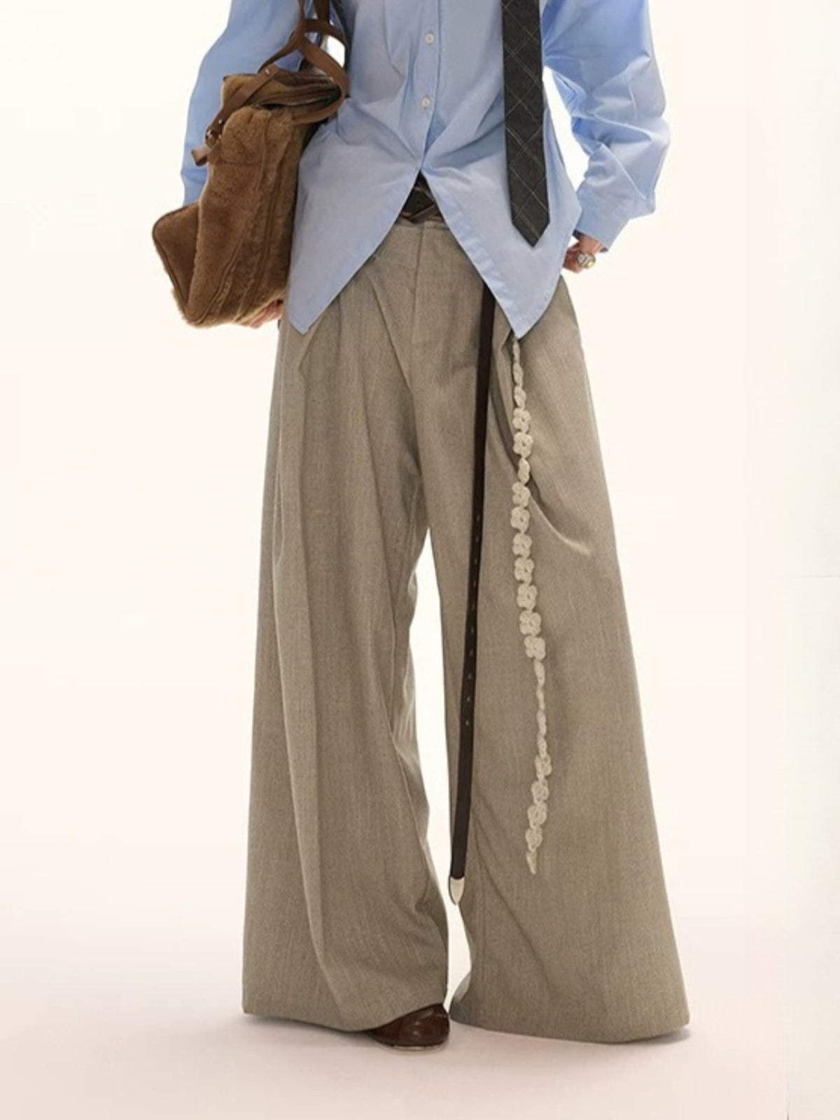 Double Waist Straight Leg Trousers