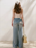 Lace Tie Wide-Leg Jeans