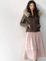 Fur-Trimmed Hooded Panelled Down Jacket