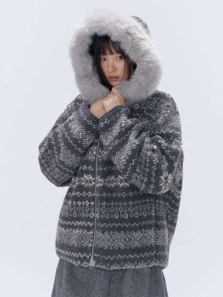 Fair Isle Sherpa Hooded Jacket