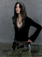 Layered Punk Hooded Top