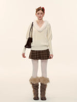 Plaid Wool Pleated Skirt