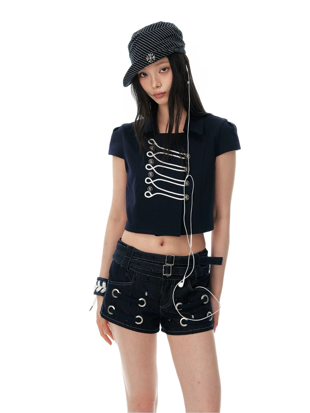 Double Breasted Cropped Polo Shirt