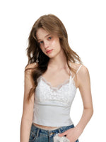 Blue Lace V-Neck Camisole