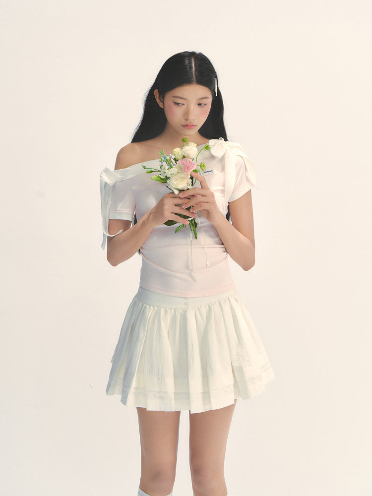 Asymmetric Shoulder Slimming Short-sleeve T-Shirt